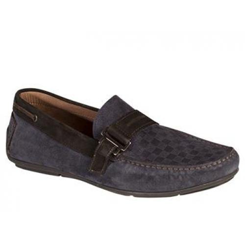 Bacco Bucci "Rio" Blue / Brown Genuine Suede Loafer Shoes